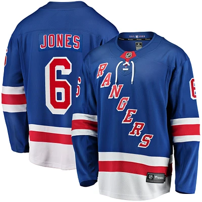 Fanatics pour hommes Zac Jones bleu New York Rangers Home Premier Breakaway Player - Maillot