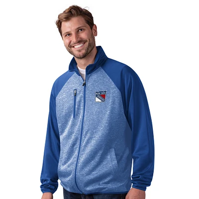 Veste de survêtement entièrement zippée G-III Sports by Carl Banks pour hommes, bleu, New York Rangers Runners raglan