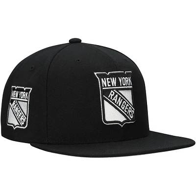 Casquette snapback noire Mitchell & Ness pour homme des Rangers de New York