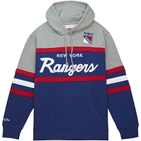 Sweat à capuche bleu/gris Mitchell & Ness pour hommes des Rangers de New York Head Coach