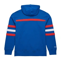 Sweat à capuche bleu Mitchell & Ness avec slogan de l'entraîneur-chef des Rangers New York pour homme