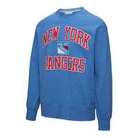 Men's Mitchell & Ness Blue New York Rangers Playoff Win Fleece Pullover Sweatshirt