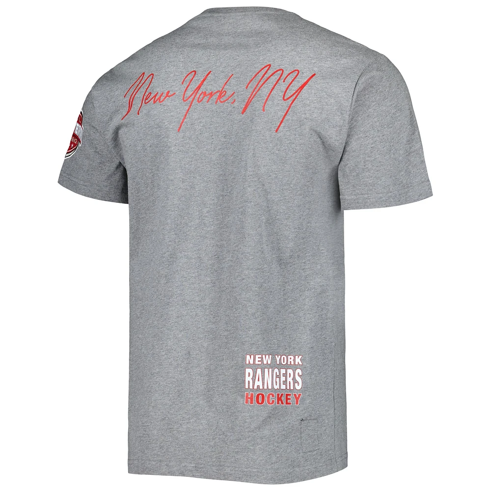 Men's Mitchell & Ness Heather Gray New York Rangers City Collection T-Shirt