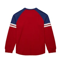 Men's Mitchell & Ness  Red New York Rangers Thermal Henley Long Sleeve T-Shirt