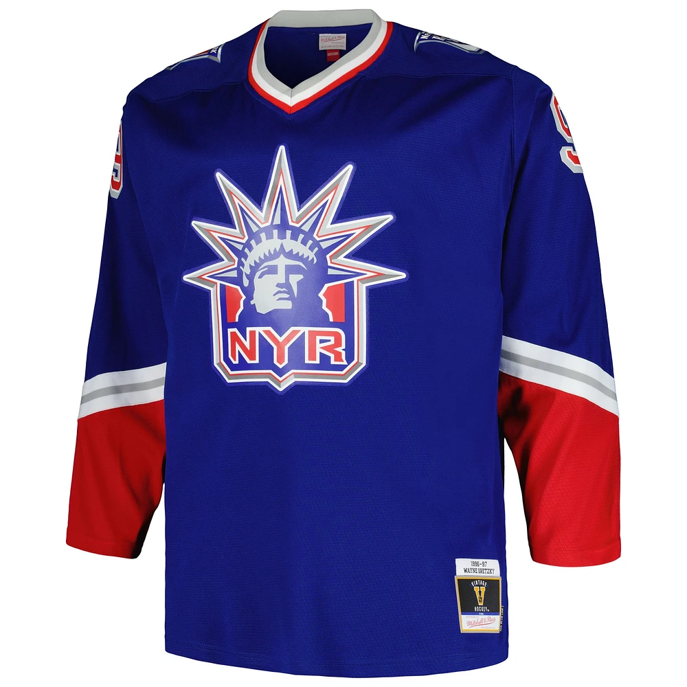 Men's Mitchell & Ness Wayne Gretzky Blue New York Rangers Big Tall Line Player Jersey