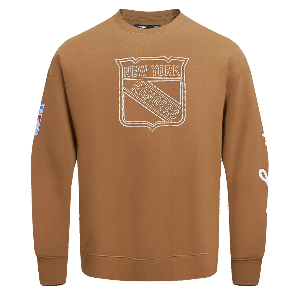 Men's Pro Standard  Brown New York Rangers Paint the City Pullover Sweatshirt