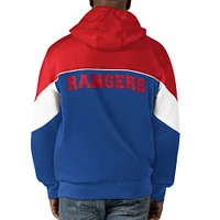 Men's Starter  Blue/Red New York Rangers Power Forward Full-Zip Hoodie