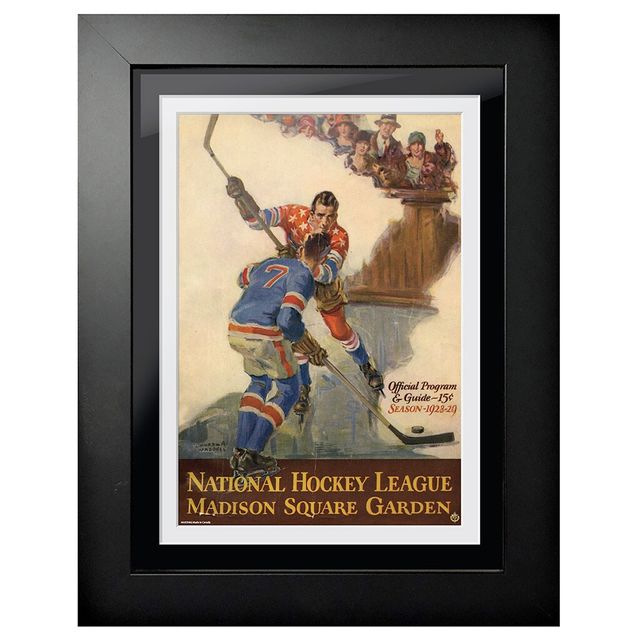 New York Rangers 1928 Madison Square Garden Slapshot - Couverture de programme encadrée 12 `` x 16 ''