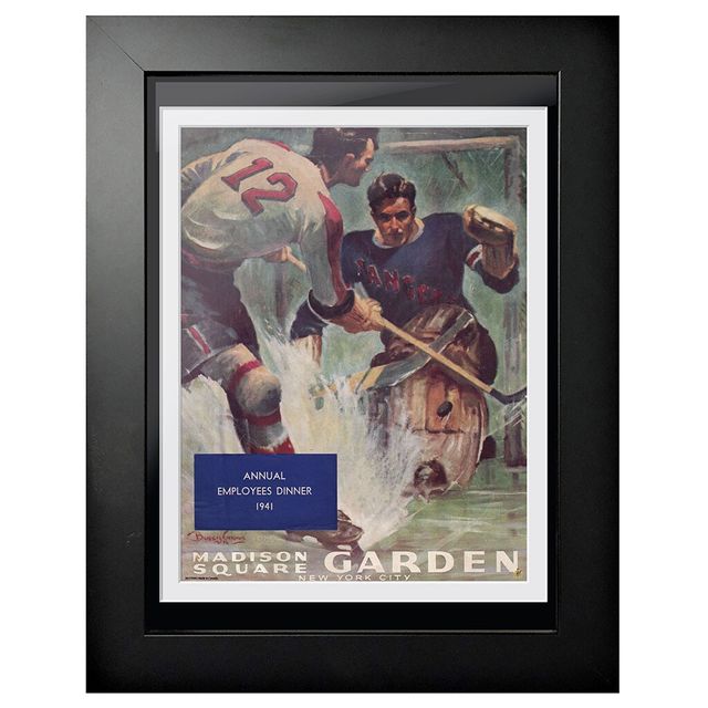 Dîner annuel des employés des Rangers de New York 1941 au Madison Square Garden - Couverture de programme encadrée de 12'' x 16''