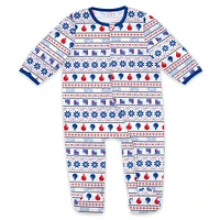 Newborn WEAR by Erin Andrews New York Rangers Allover Print Full-Zip Sleeper & Bib Christmas Set