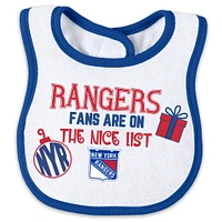 Newborn WEAR by Erin Andrews New York Rangers Allover Print Full-Zip Sleeper & Bib Christmas Set