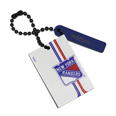 Étiquette de sac rectangle en cuir personnalisée des Rangers de New York blancs