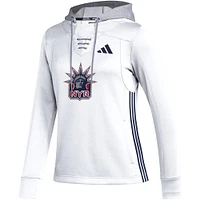 Women's adidas White New York Rangers Refresh Skate Lace AEROREADY Pullover Hoodie