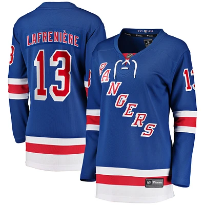 Maillot de joueur échappé des Rangers New York Fanatics Alexis Lafrenière bleu pour femmes