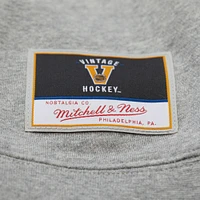Women's Mitchell & Ness Heather Gray New York Rangers Logo Lightweight Pullover Sweatshirt