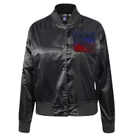 Women's Pro Standard  Black New York Rangers Rhinestone Jewels Satin Full-Snap Jacket