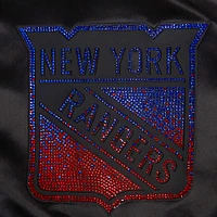 Women's Pro Standard  Black New York Rangers Rhinestone Jewels Satin Full-Snap Jacket