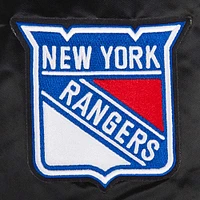 Women's Pro Standard  Black New York Rangers Rhinestone Jewels Satin Full-Snap Jacket
