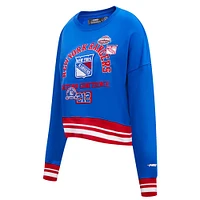 Women's Pro Standard  Blue New York Rangers Area Code Cropped Pullover Sweatshirt