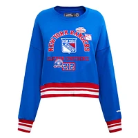 Women's Pro Standard  Blue New York Rangers Area Code Cropped Pullover Sweatshirt