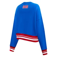Women's Pro Standard  Blue New York Rangers Area Code Cropped Pullover Sweatshirt