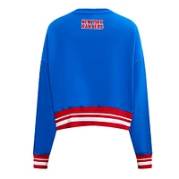 Women's Pro Standard  Blue New York Rangers Area Code Cropped Pullover Sweatshirt