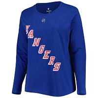 Women's Profile Mika Zibanejad Blue New York Rangers Plus Distressed Printed Name & Number Long Sleeve T-Shirt