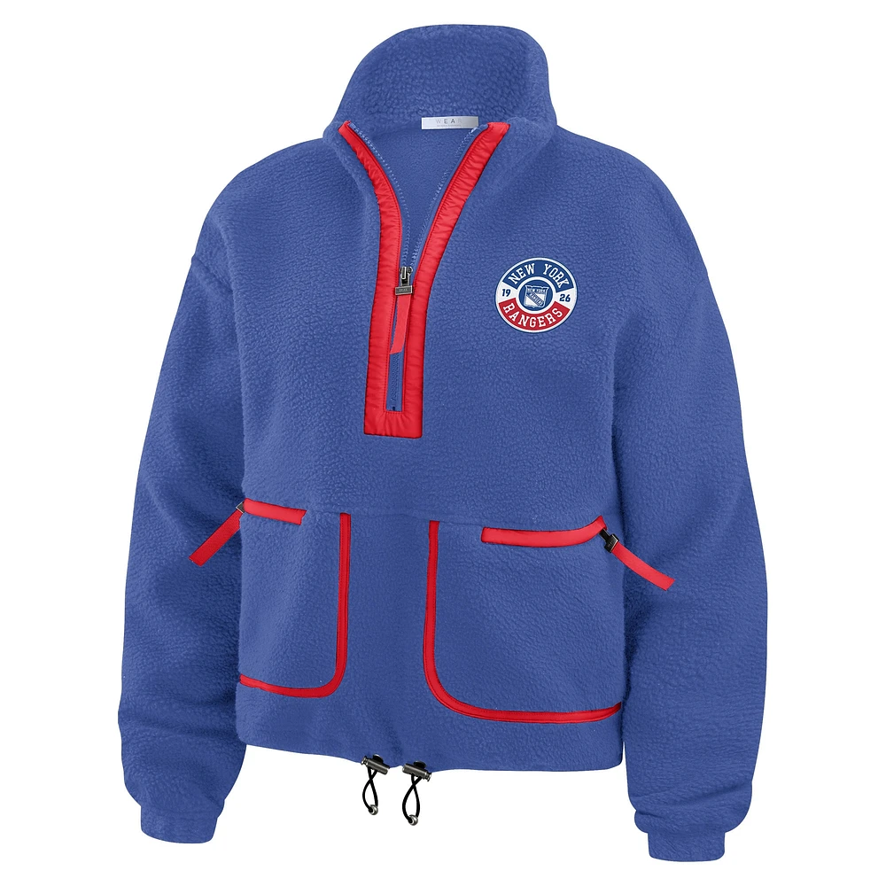 Women's WEAR by Erin Andrews  Blue New York Rangers Polar Fleece Half-Zip Jacket