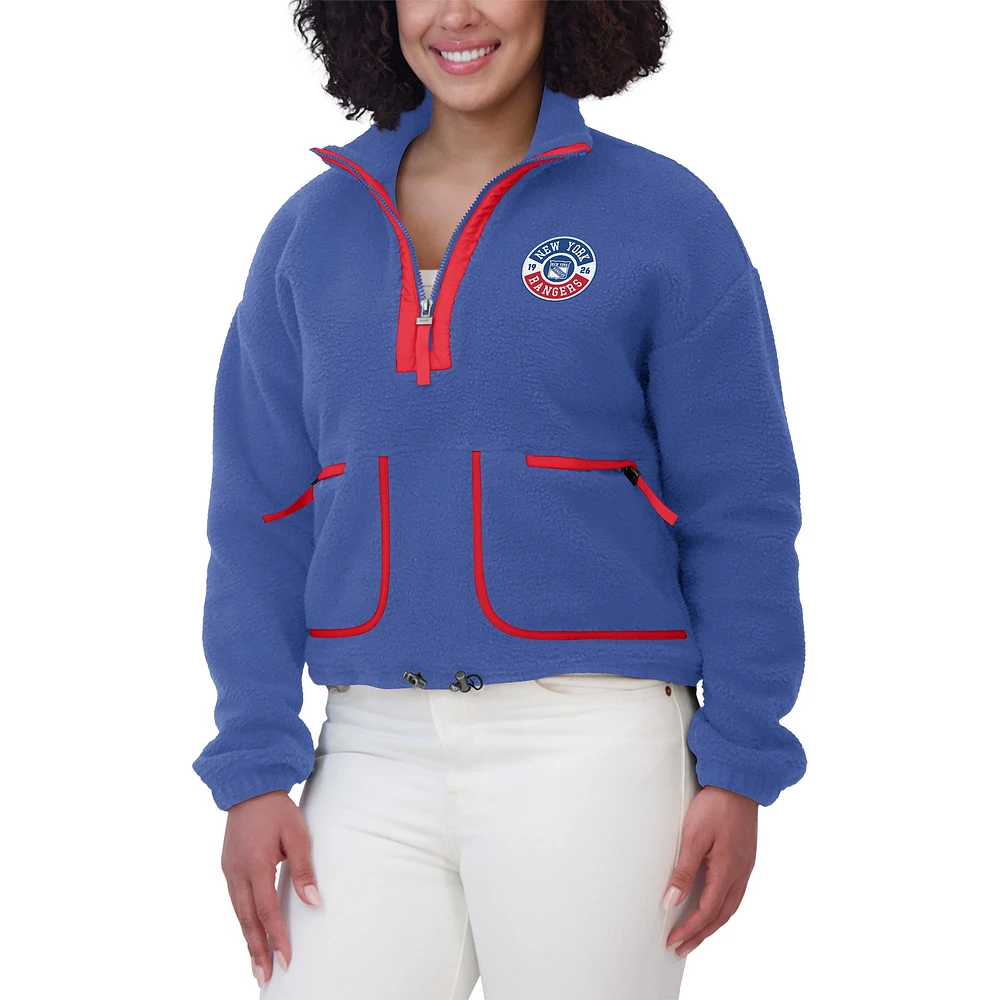Women's WEAR by Erin Andrews  Blue New York Rangers Polar Fleece Half-Zip Jacket