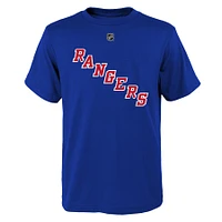 T-shirt bleu avec nom et numéro de joueur des Rangers New York Alexis Lafrenière pour jeunes