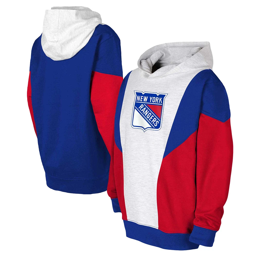 Sweat à capuche en polaire pour jeunes, cendres/bleu, New York Rangers Champion League