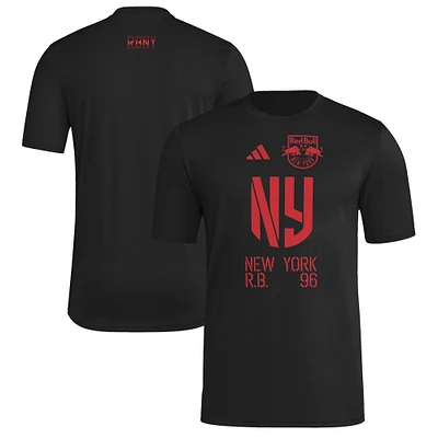 T-shirt adidas New York Red Bulls 2025 noir pour homme avec maillot Hook AEROREADY