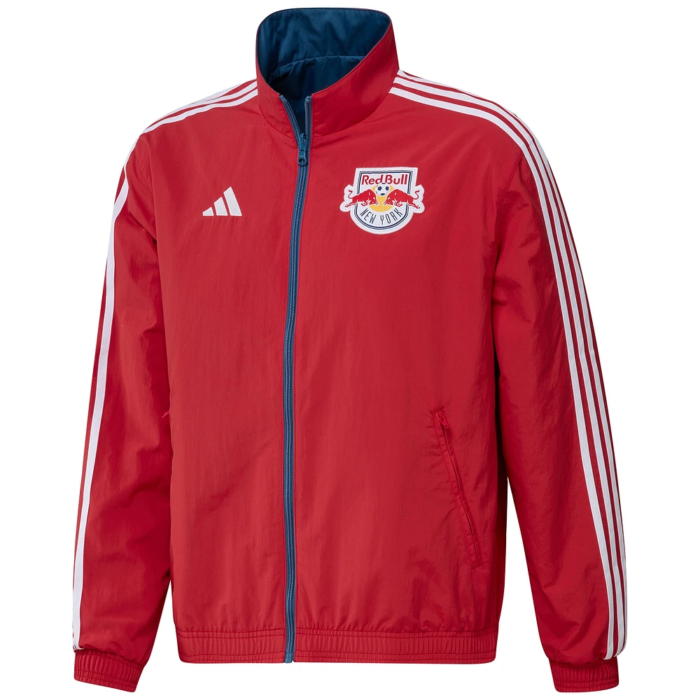 Men's adidas Red/Gray New York Red Bulls 2023 On-Field Anthem Full-Zip Reversible Team Jacket