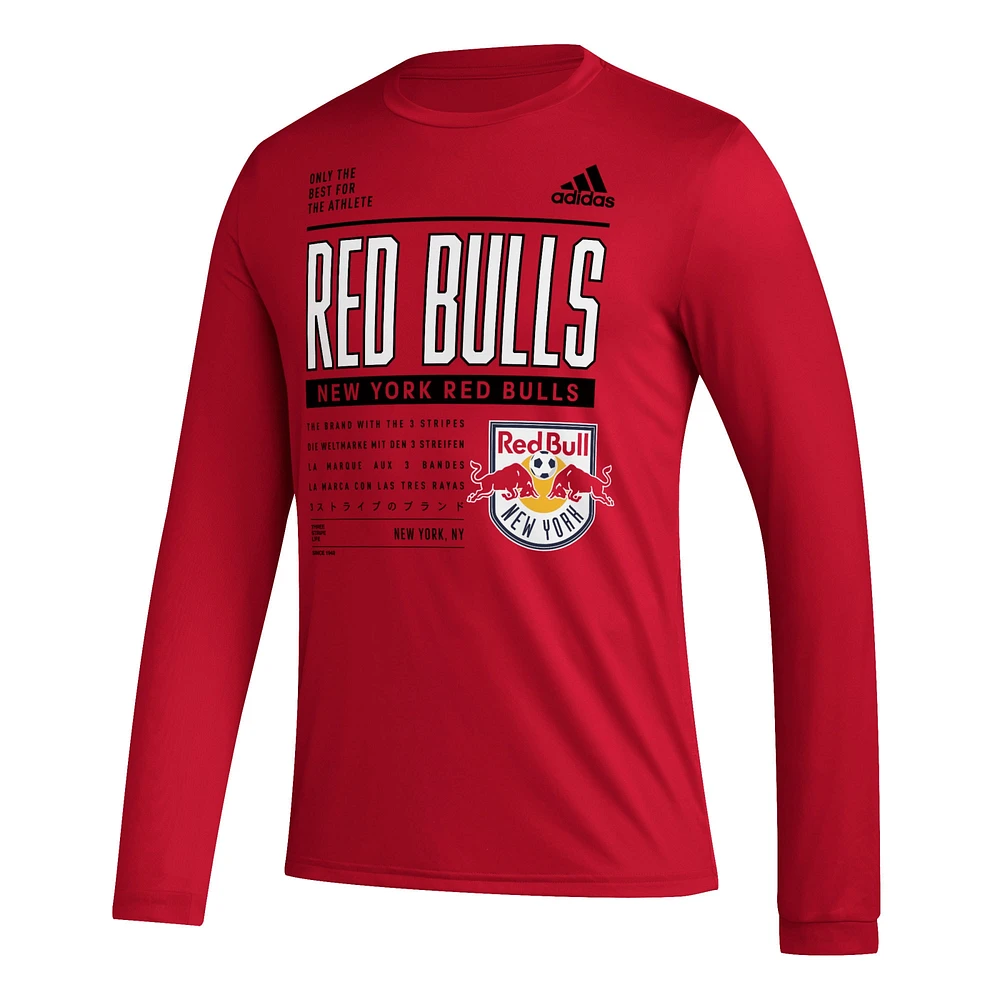 Men's adidas Red New York Bulls 2023 Club DNA Long Sleeve AEROREADY T-Shirt