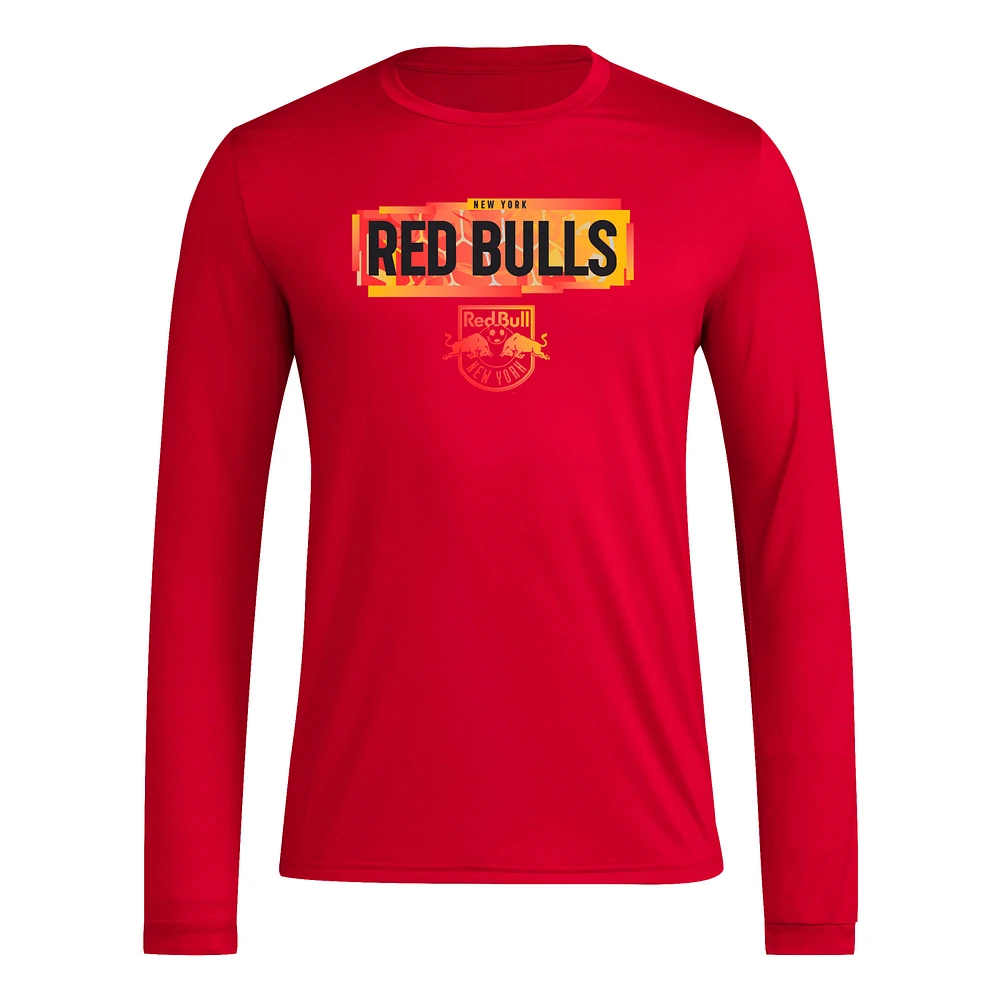 Men's adidas Red New York Bulls Local Pop AEROREADY Long Sleeve T-Shirt