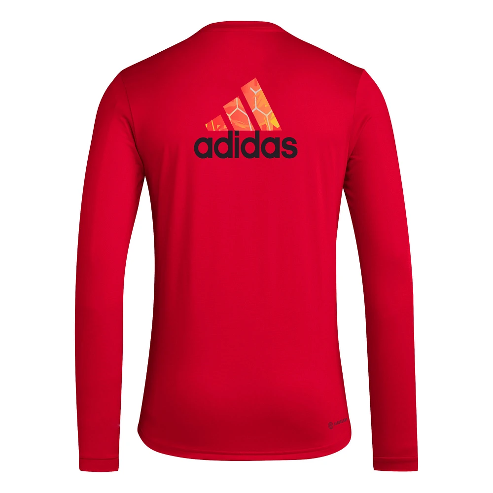 Men's adidas Red New York Bulls Local Pop AEROREADY Long Sleeve T-Shirt