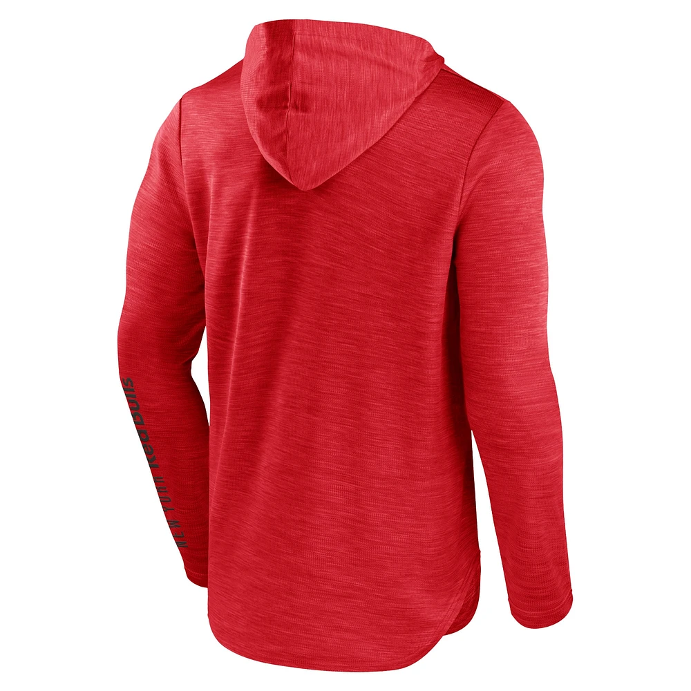 Men's Fanatics Red New York Bulls First Period Space-Dye Pullover Hoodie