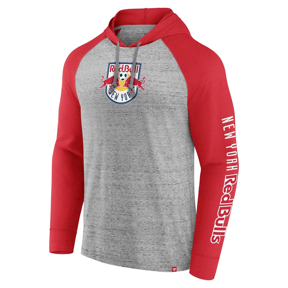 Men's Fanatics Steel New York Red Bulls Deflection Raglan Pullover Hoodie