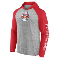 Men's Fanatics Steel New York Red Bulls Deflection Raglan Pullover Hoodie