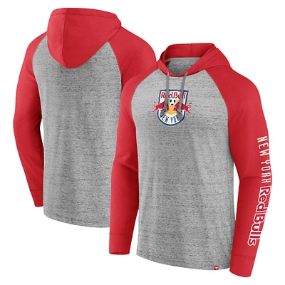 Men's Fanatics Steel New York Red Bulls Deflection Raglan Pullover Hoodie