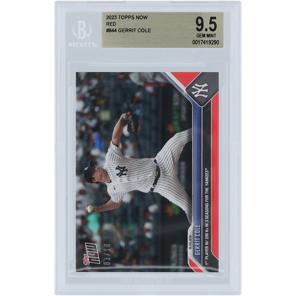 Gerrit Cole New York Yankees 2023 Topps Now 1st Player with 200K in 3 Seasons for the Yankees Red #844 #/10 BGS Authenticated 9.5 Card