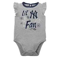 Infant Navy/Heather Gray New York Yankees Little Fan Two-Pack Bodysuit Set