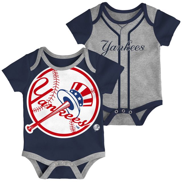 Ensemble de 2 bodys doubles New York Yankees pour bébé bleu marine/gris chiné