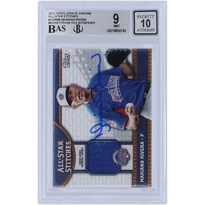 Carte autographiée 9/10 de la relique Chrome All Star #ASR-MR de la mise à jour Topps 2013 des Yankees de New York signée Mariano Rivera et témoin des fanatiques de Beckett