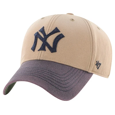 Men's '47 Tan/Navy New York Yankees Dusted Sedgwick MVP Adjustable Hat
