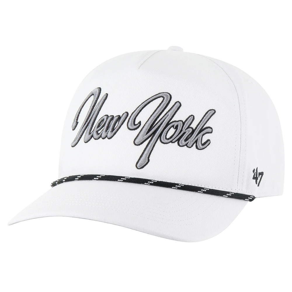 Men's '47 White New York Yankees Overhand Speckle Hitch Rope Adjustable Hat