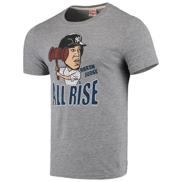 T-shirt à trois mélanges caricature des Yankees de New York Aaron Judge Charcoal pour hommes
