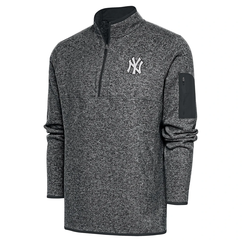 Men's Antigua Graphite New York Yankees Metallic Big & Tall Quarter-Zip Jacket