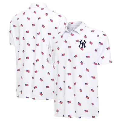 Men's Antigua White New York Yankees  Americana Polo