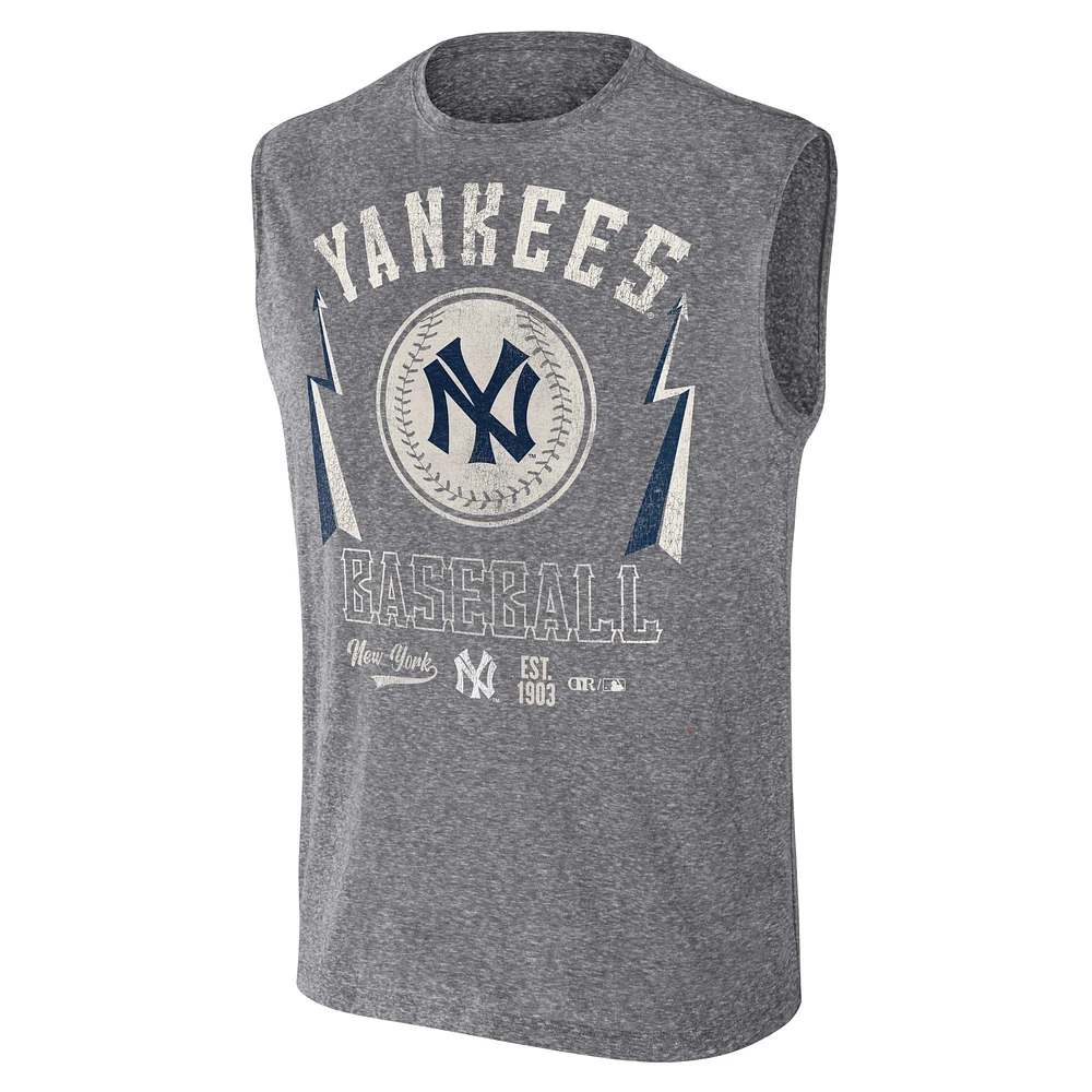 Men's Darius Rucker Collection by Fanatics Charcoal New York Yankees Relaxed-Fit Muscle Tank Top